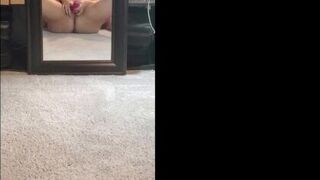 Asian hotwife watches herself masturbate in mirror - porn video