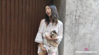 Trying our new remote controlled vibrator in the street - porn video