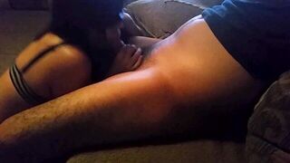 Moonqueen gives him a blowjob to her lover - porn video